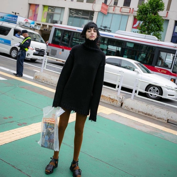 Perverze Crash Tube Turtle Turtleneck Knit Sweater Black Mini dress - Picture 12 of 15